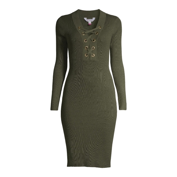 No Boundaries Dresses & Skirts - Lace up Bodycon Dress Long Sleeves NWOT